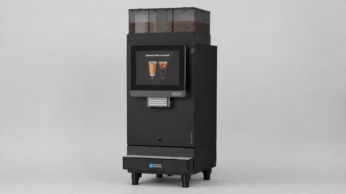 Franke commercial coffee machine on a plain background